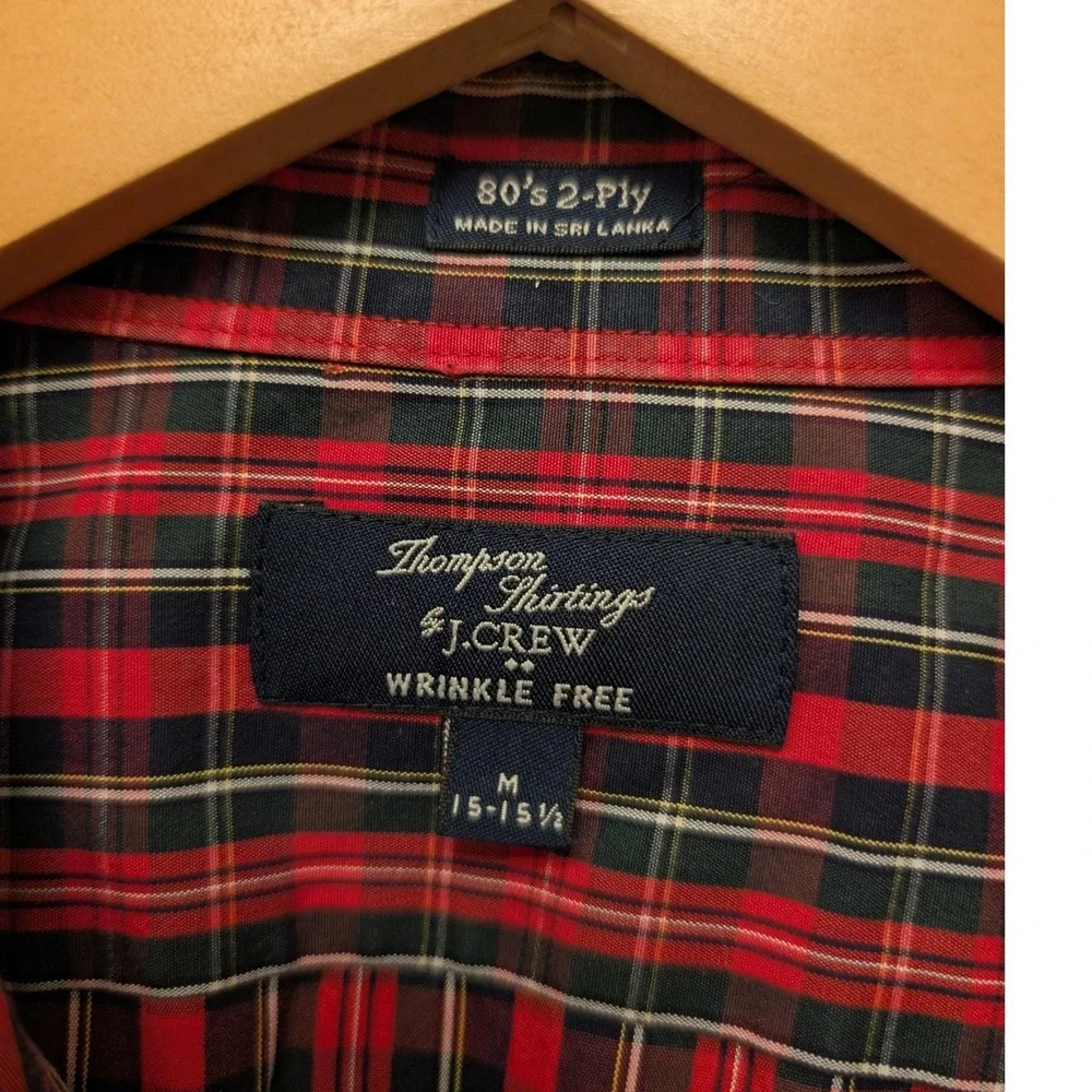 J.Crew Thompson Shirtings 80's 2 Ply‎ Mens Plaid Button Down Shirt Wrinkle Free